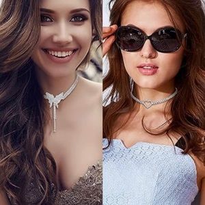 NEW set of 2 Choke necklaces, Crystal necklace, party necklace